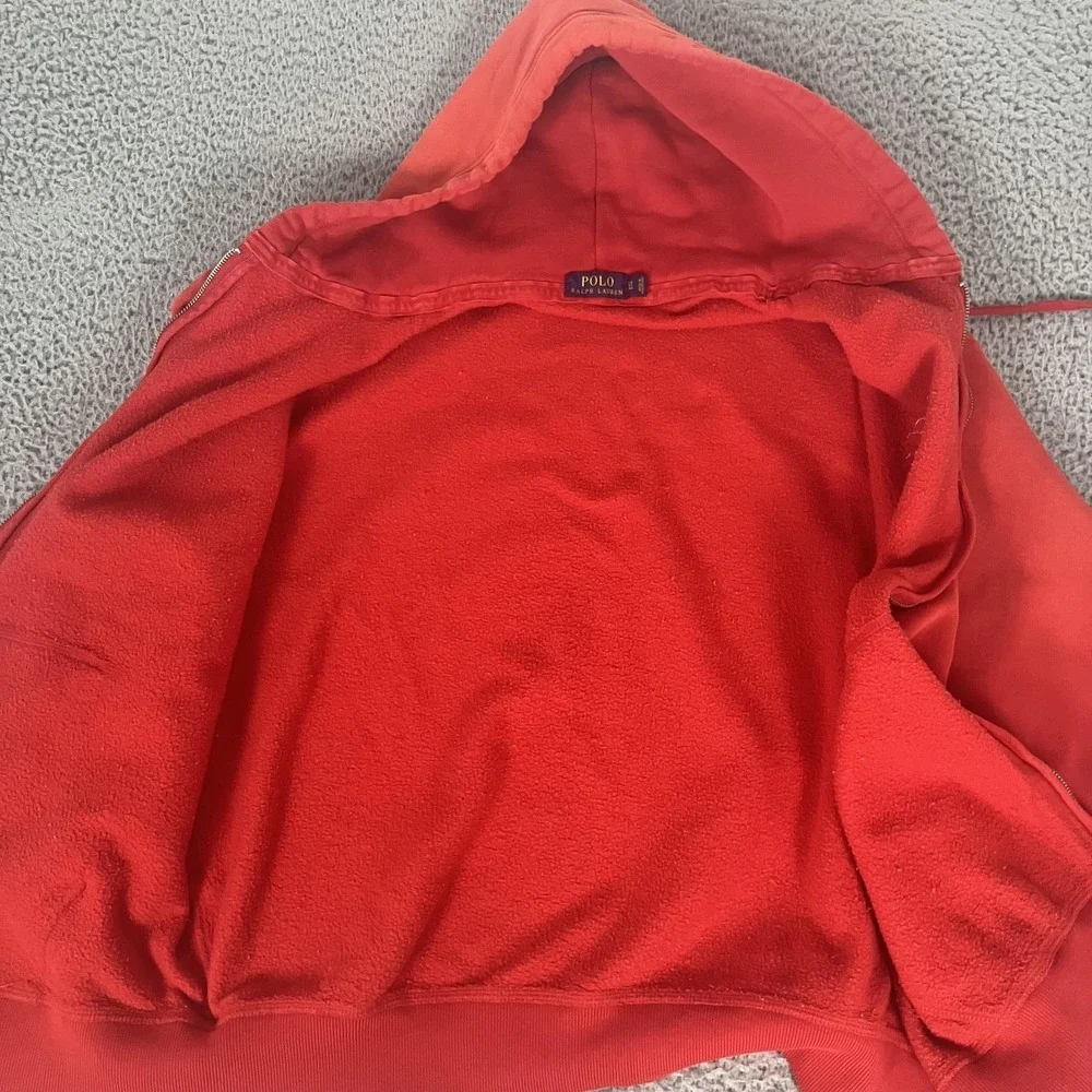Polo Ralph‎ Lauren Hoodie Sweatshirt Mens XLT Tall Red Full Zip Polo Football